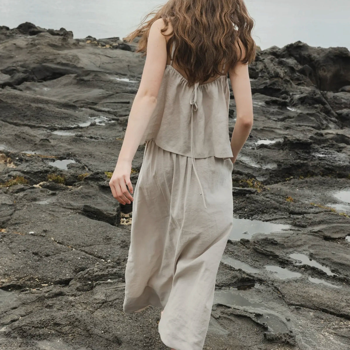 Sophie Silky Maxi Skirt - Pebble