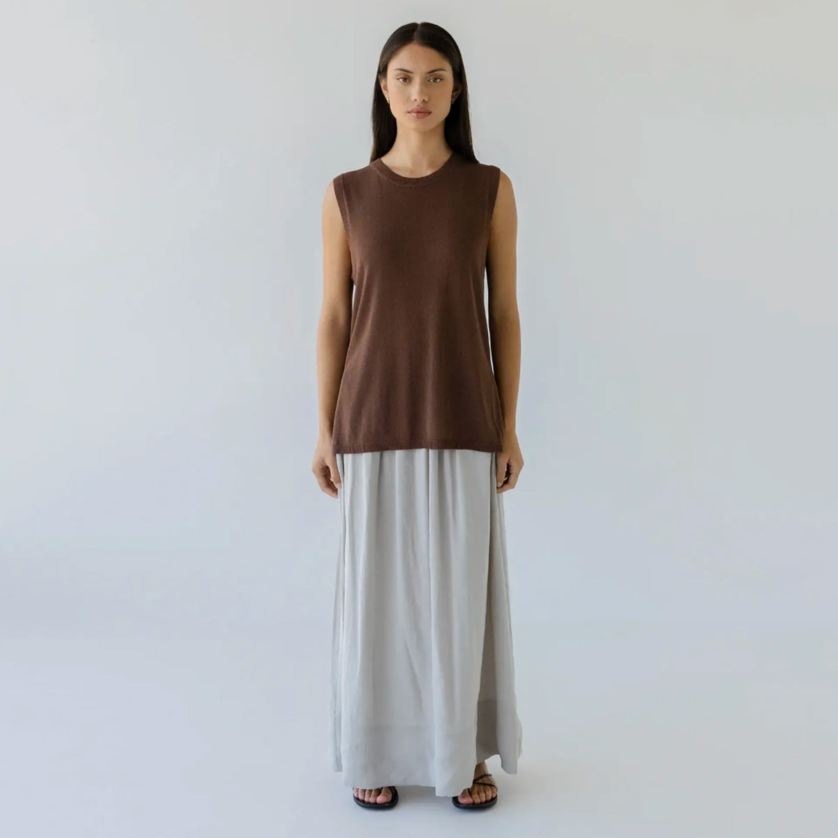 Sophie Silky Maxi Skirt - Pebble