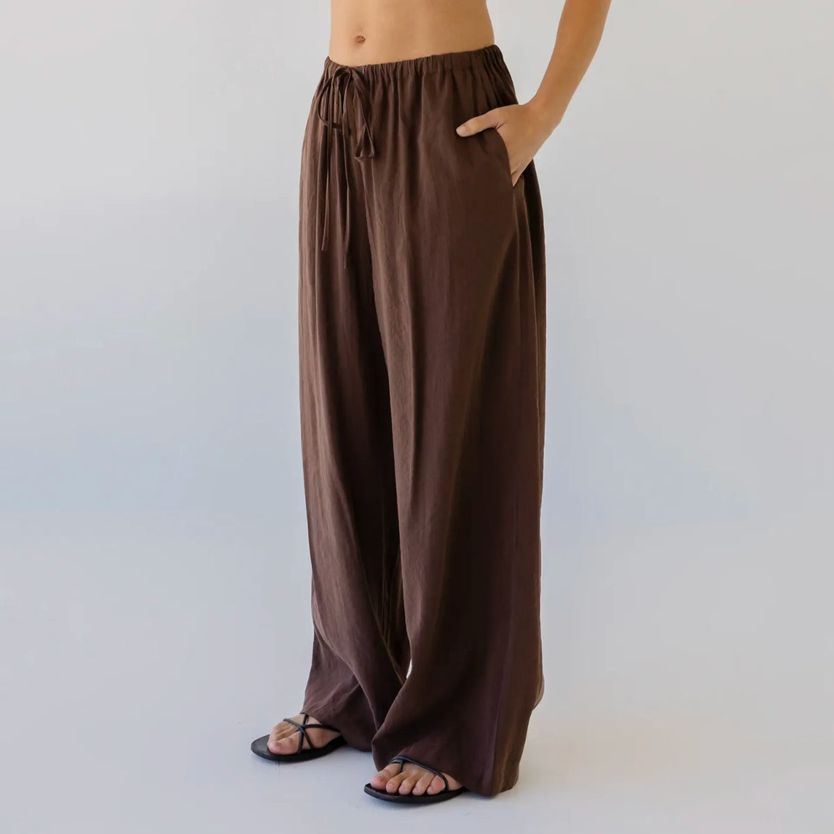 Sophie Silky Wide Leg Pants - Earth