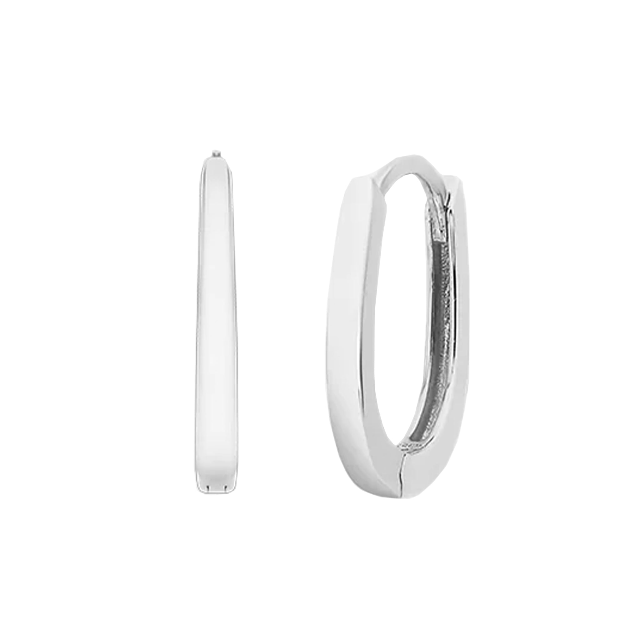 Silver hoop earrings on a white background