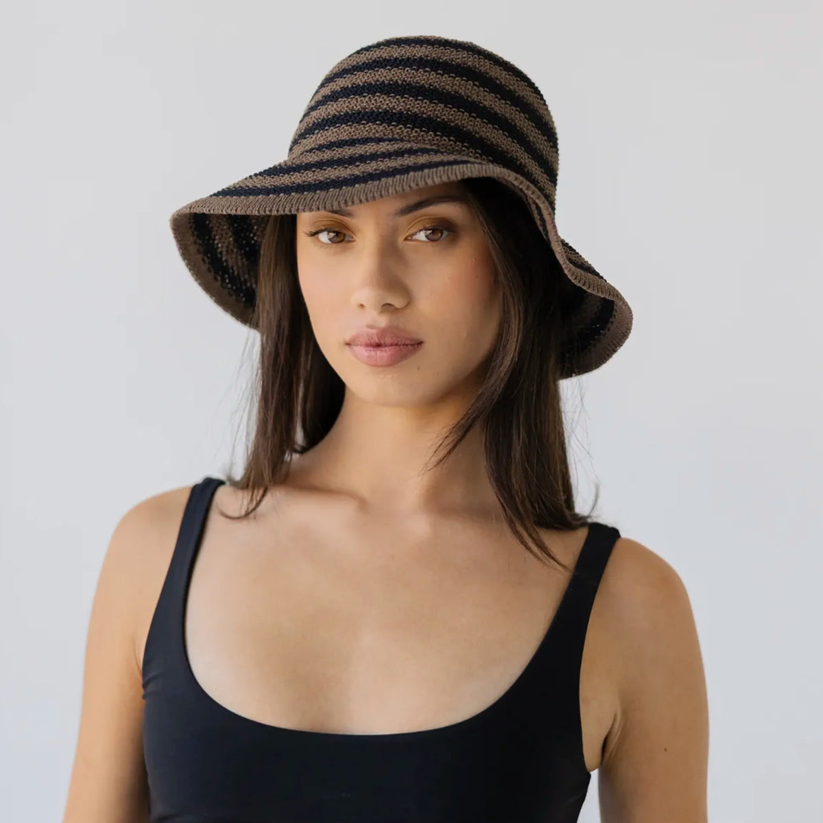 Sophie Travelling Hat - Cocoa & Black Stripes