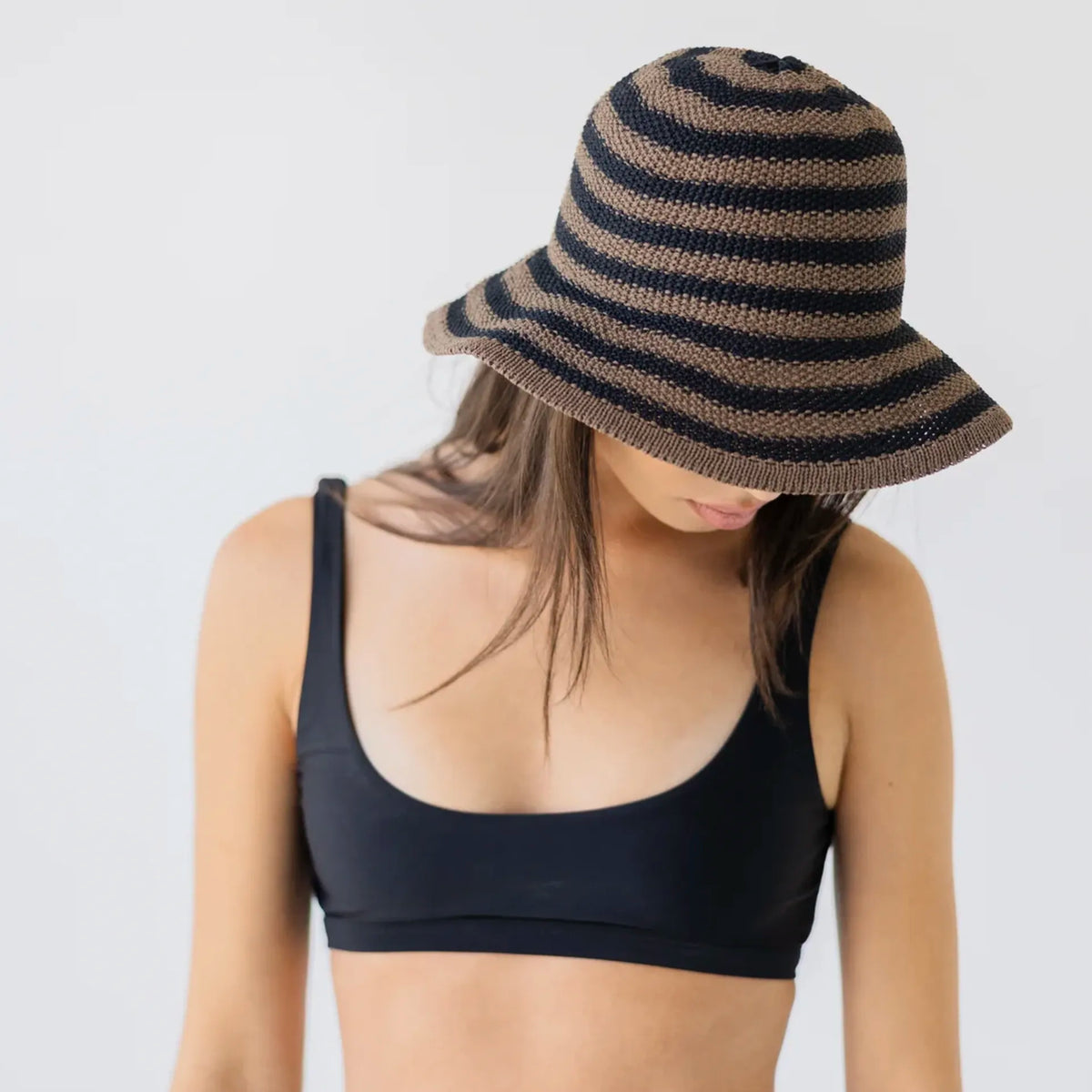Sophie Travelling Hat - Cocoa & Black Stripes