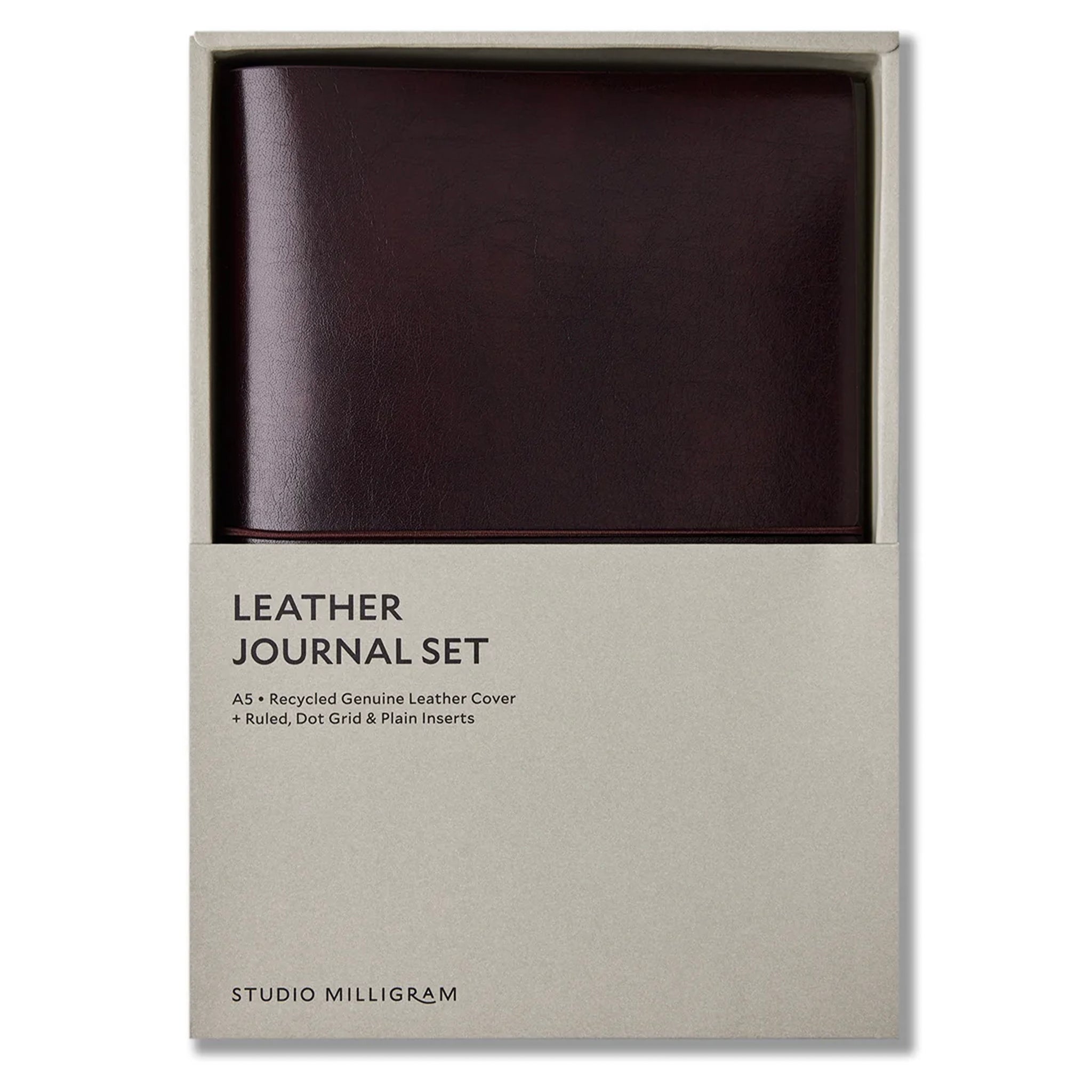 Milligram Recycled Leather Journal Set A5 - Burgundy