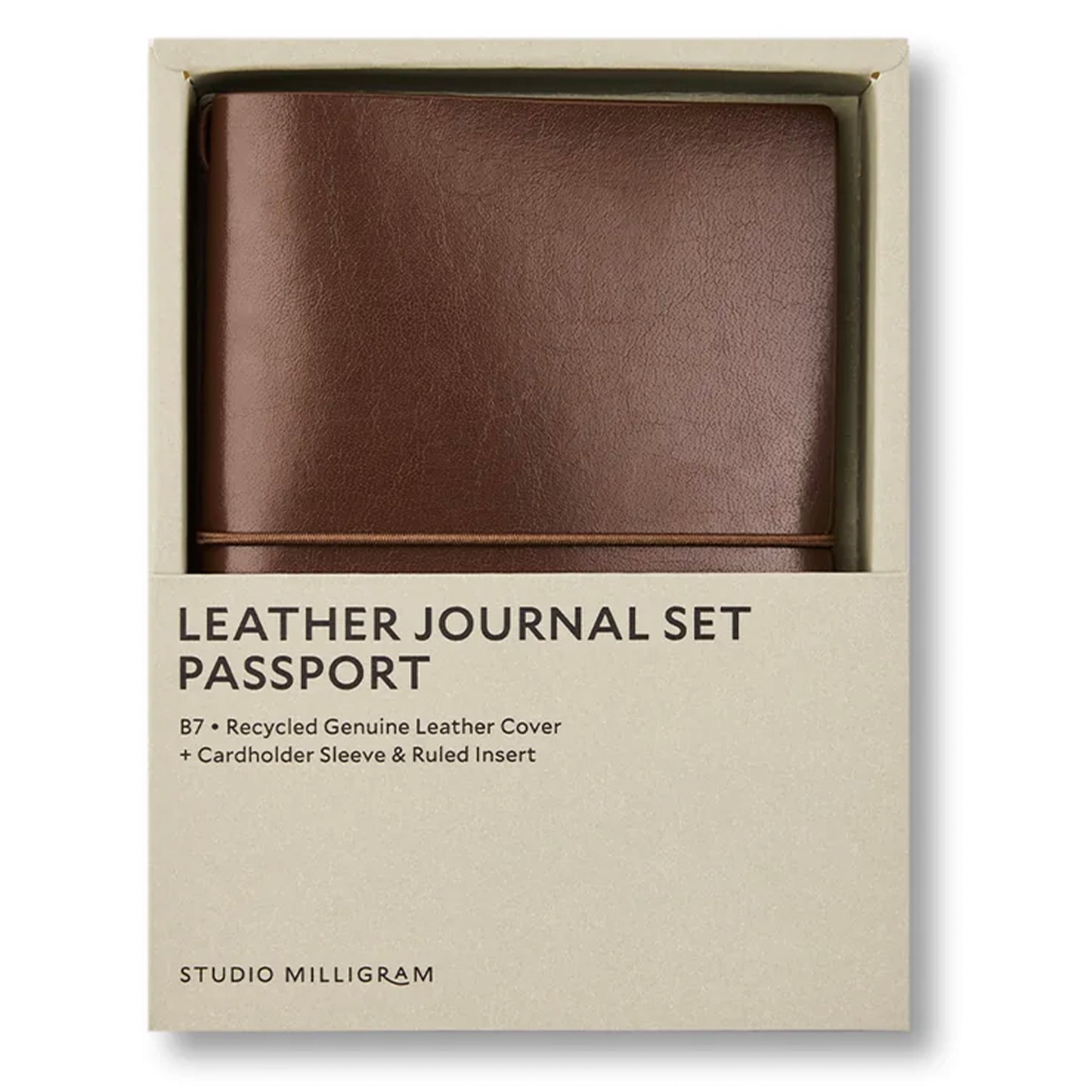 Milligram Recycled Leather Journal Set A5 - Chocolate