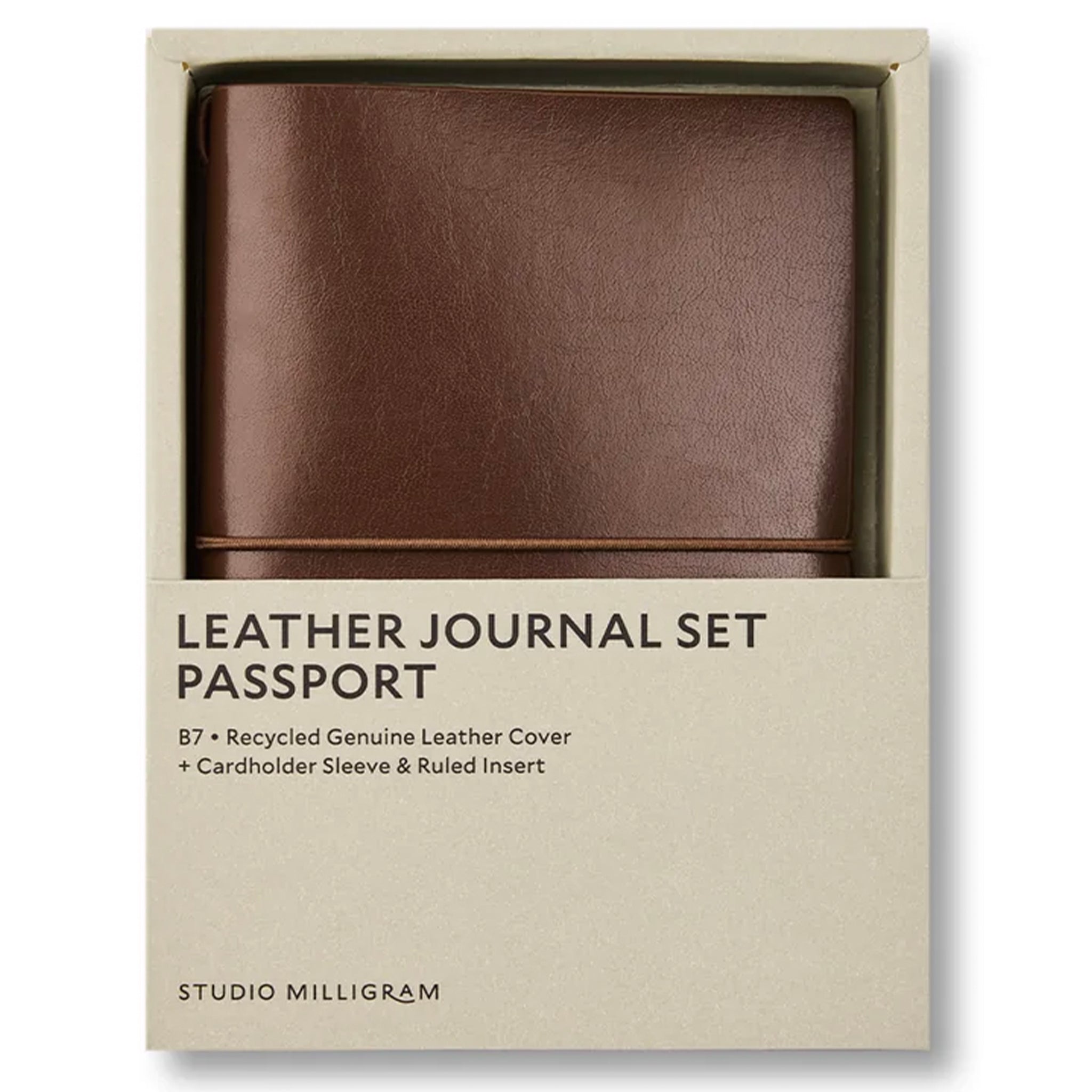 Milligram Recycled Leather Passport Journal Set - Chocolate
