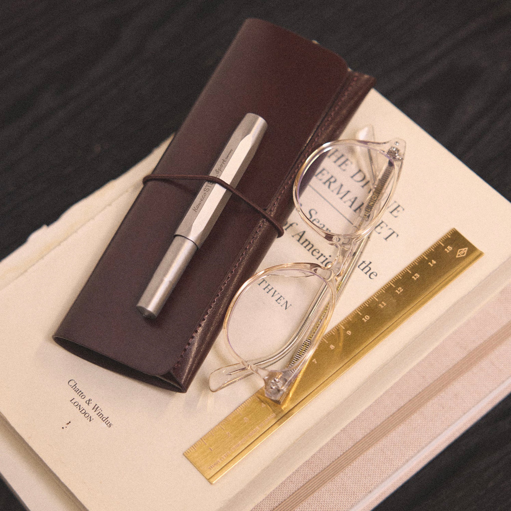 Milligram Recycled Leather Pen Case - Chocolate