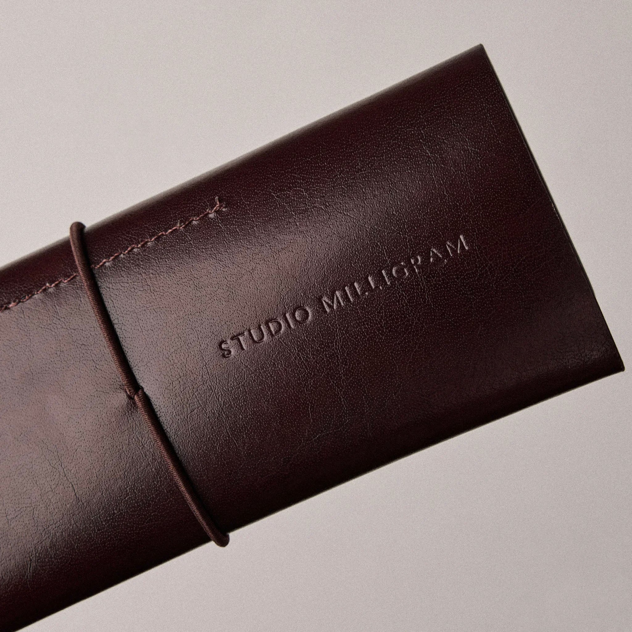 Milligram Recycled Leather Pen Case - Chocolate