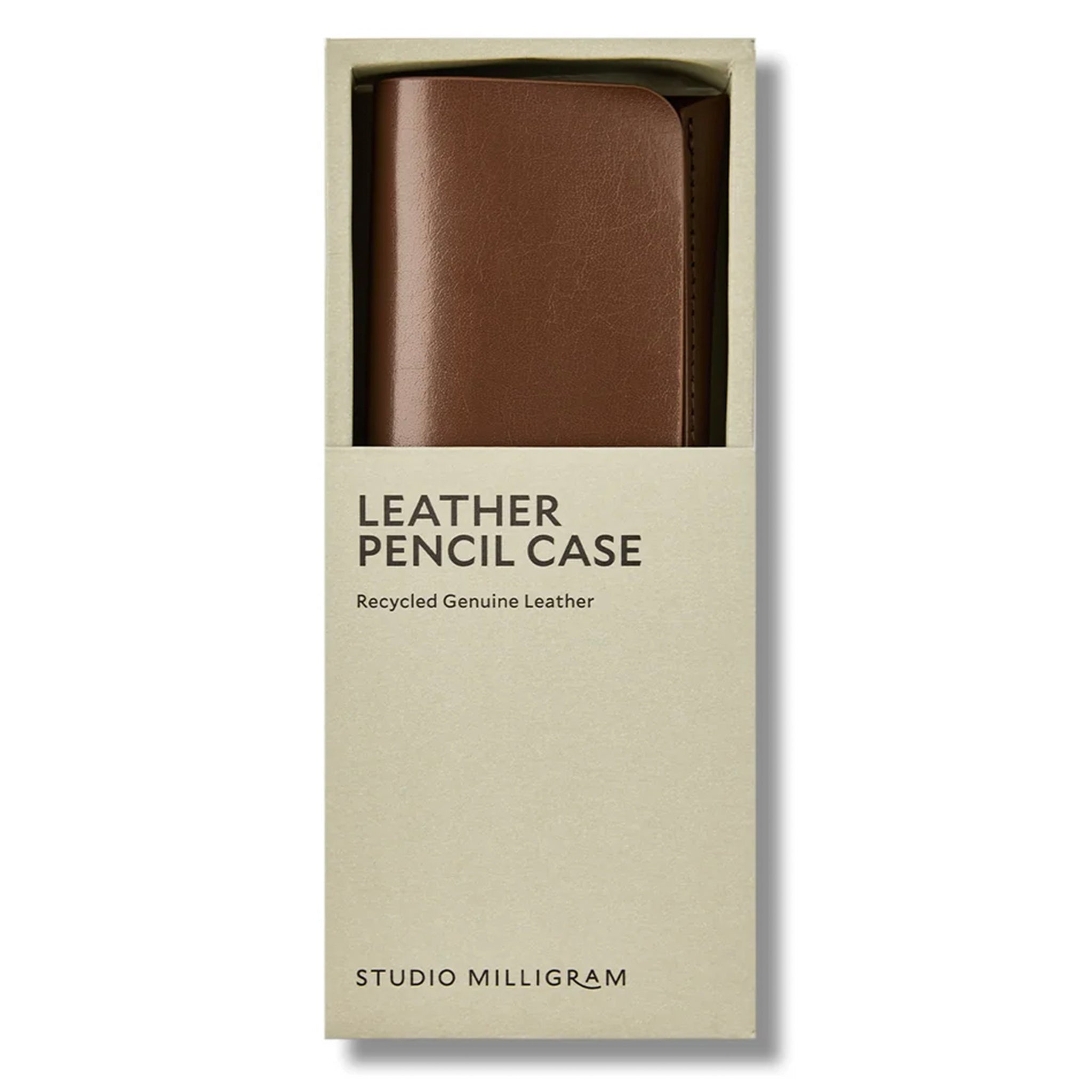 Milligram Recycled Leather Pen Case - Chocolate