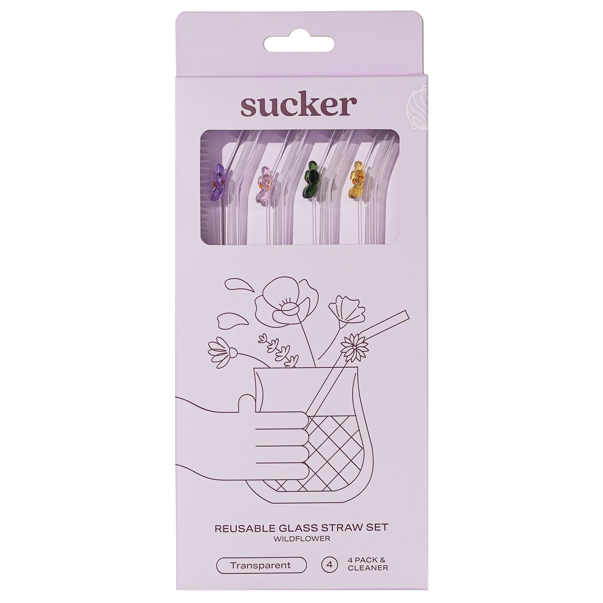 Sucker Glass Wildflower Drinking Straw Set
