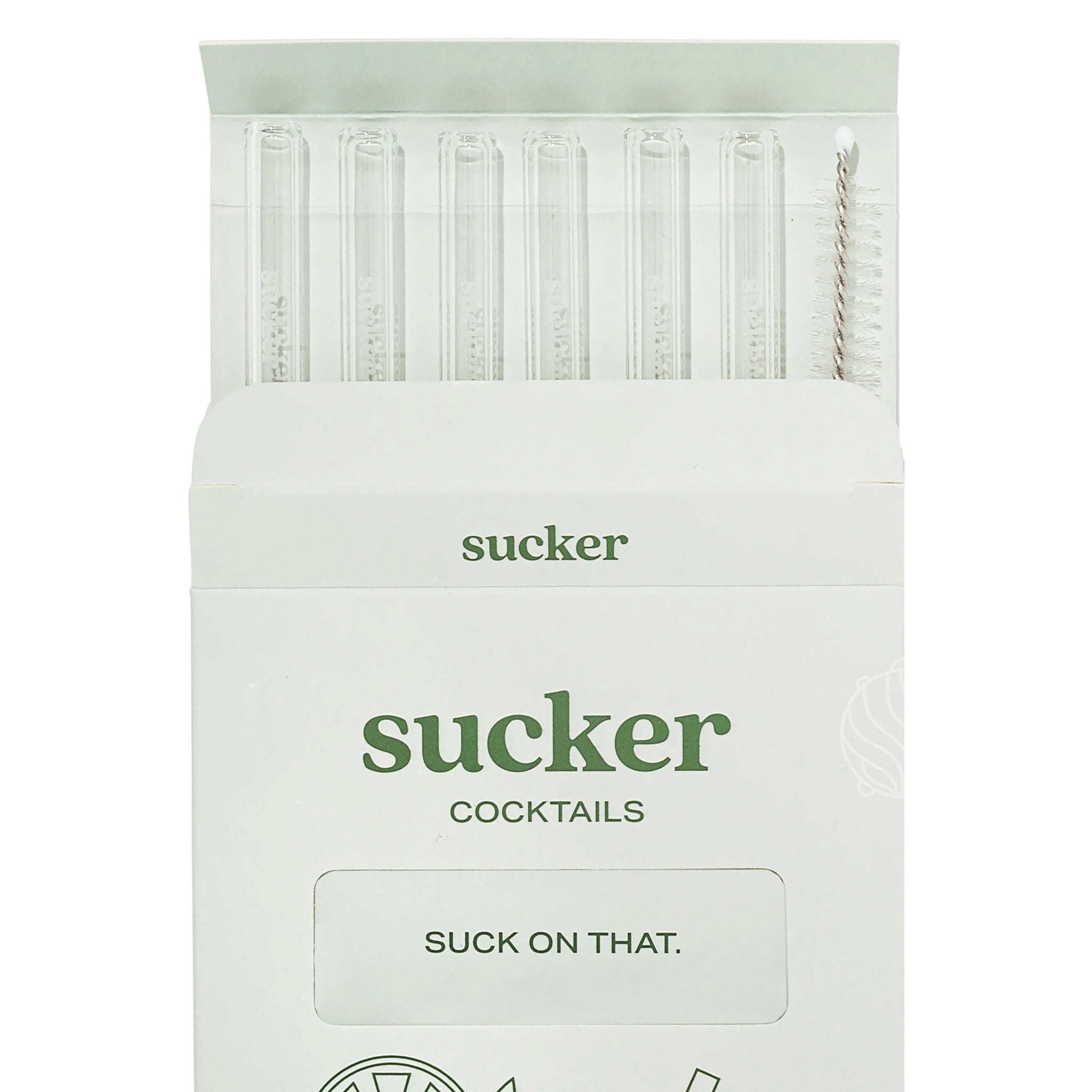 Sucker Reusable Glass Drinking Straw Set - Transparent - Tea Pea Home