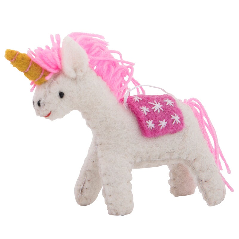 Pashom Nepal Felt Christmas Decoration - Unicorn with Blanket - Tea Pea Home