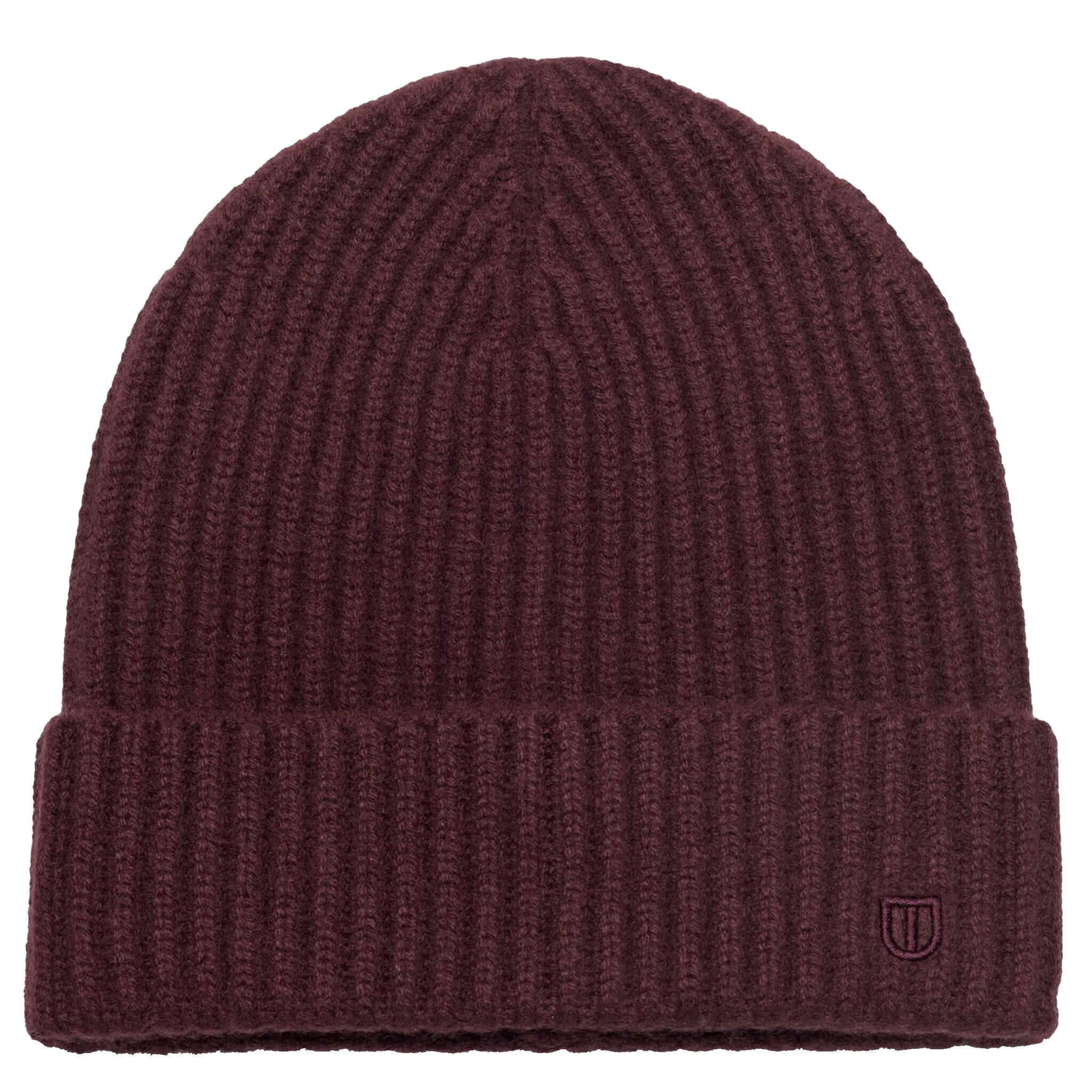 Alt Tag: The Uniform Cashmere Chunky Beanie - Espresso chunky rib-knit cashmere beanie hat in espresso brown, fold-over cuff