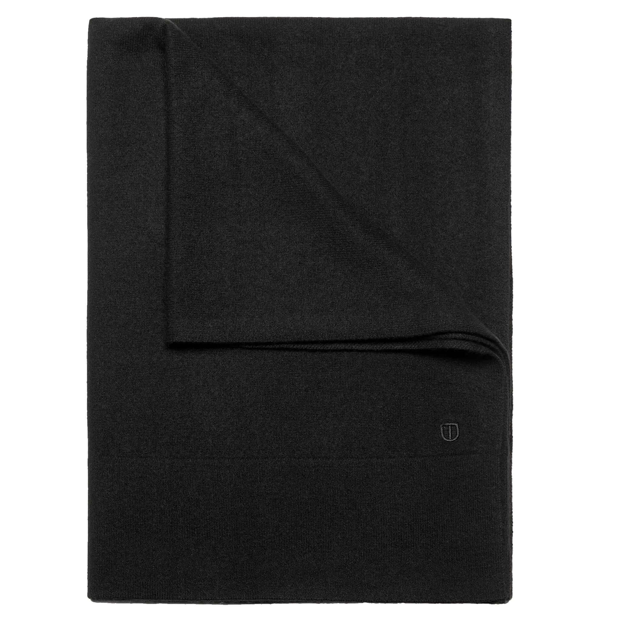 Alt Tag: The Uniform Cashmere Oversized Scarf - Black folded black oversized cashmere scarf soft warm luxury accessory