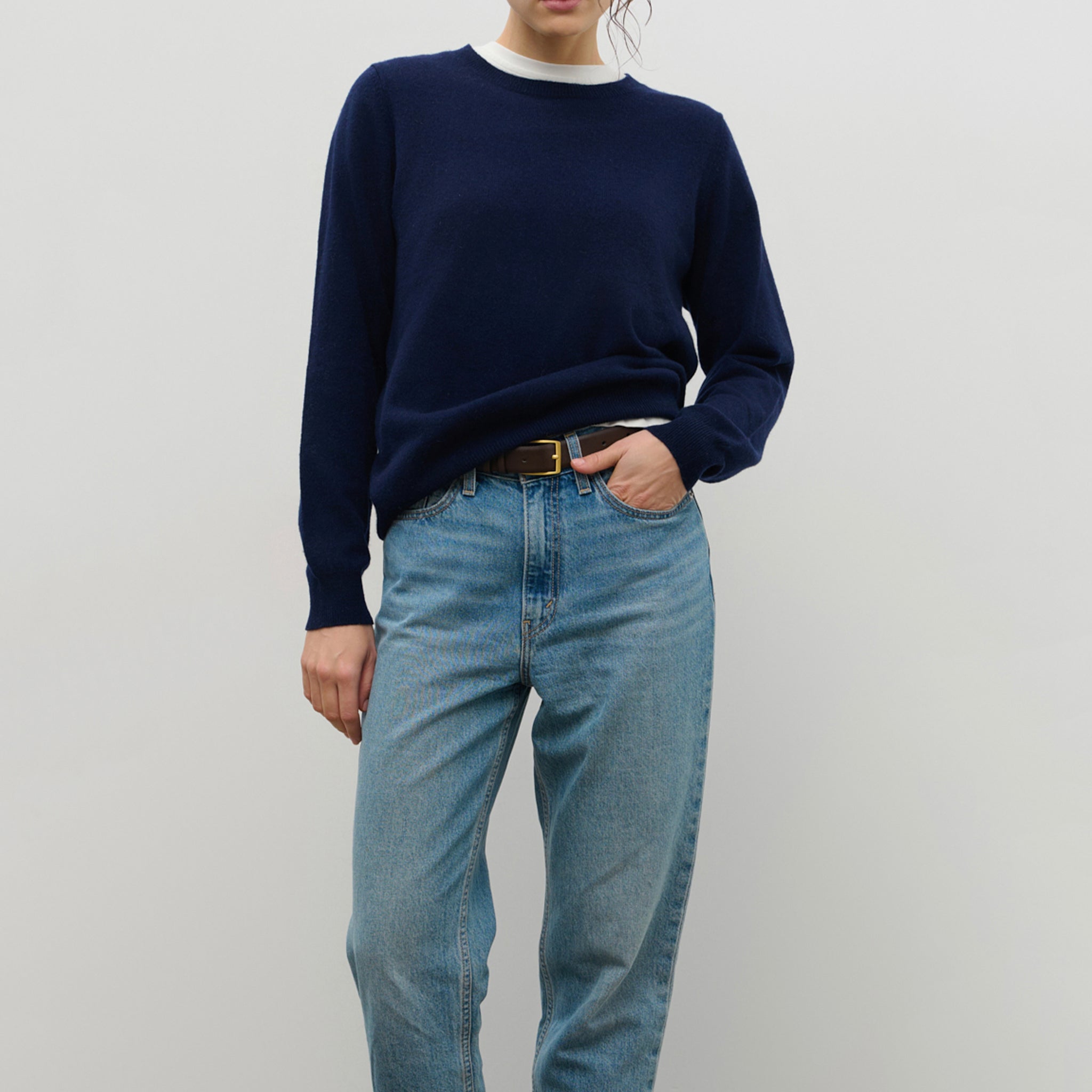 The Uniform Cashmere Crew Neck Sweater - Navy
