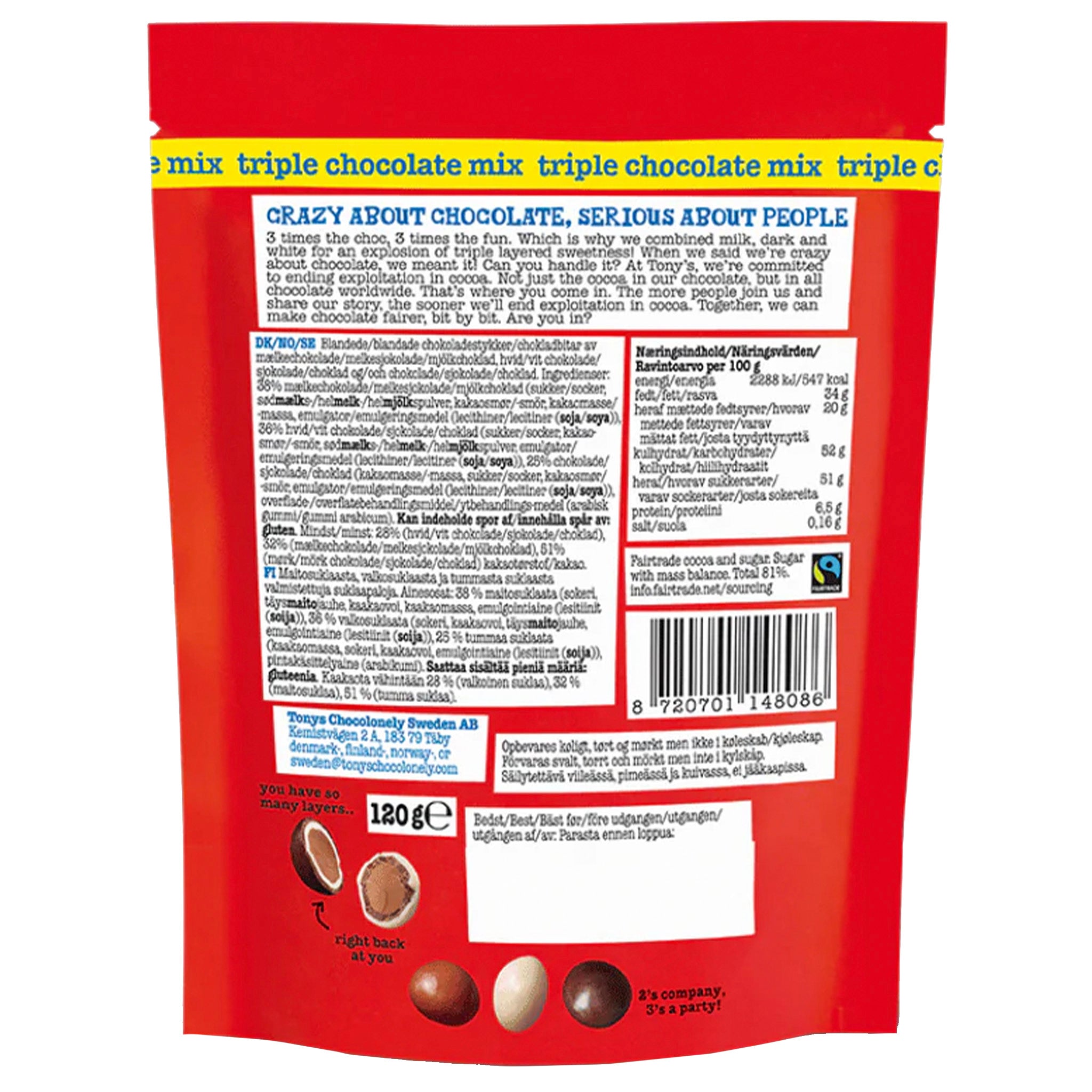 Tony's Chocolonely Milk Chocolate Lil' Bits - Triple Chocolate Mix