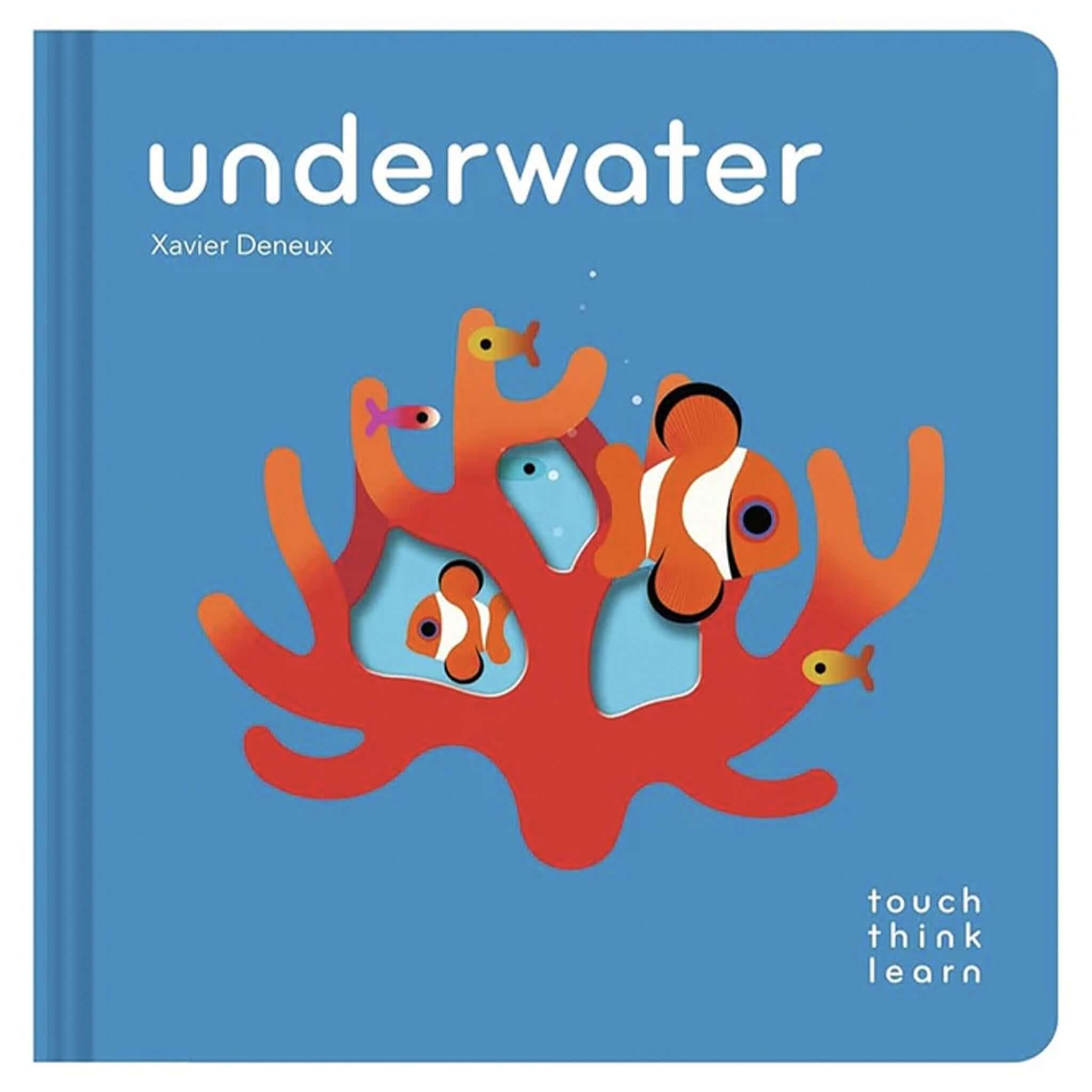 Touch Think Learn: Underwater book cover featuring colorful ocean creatures and coral.