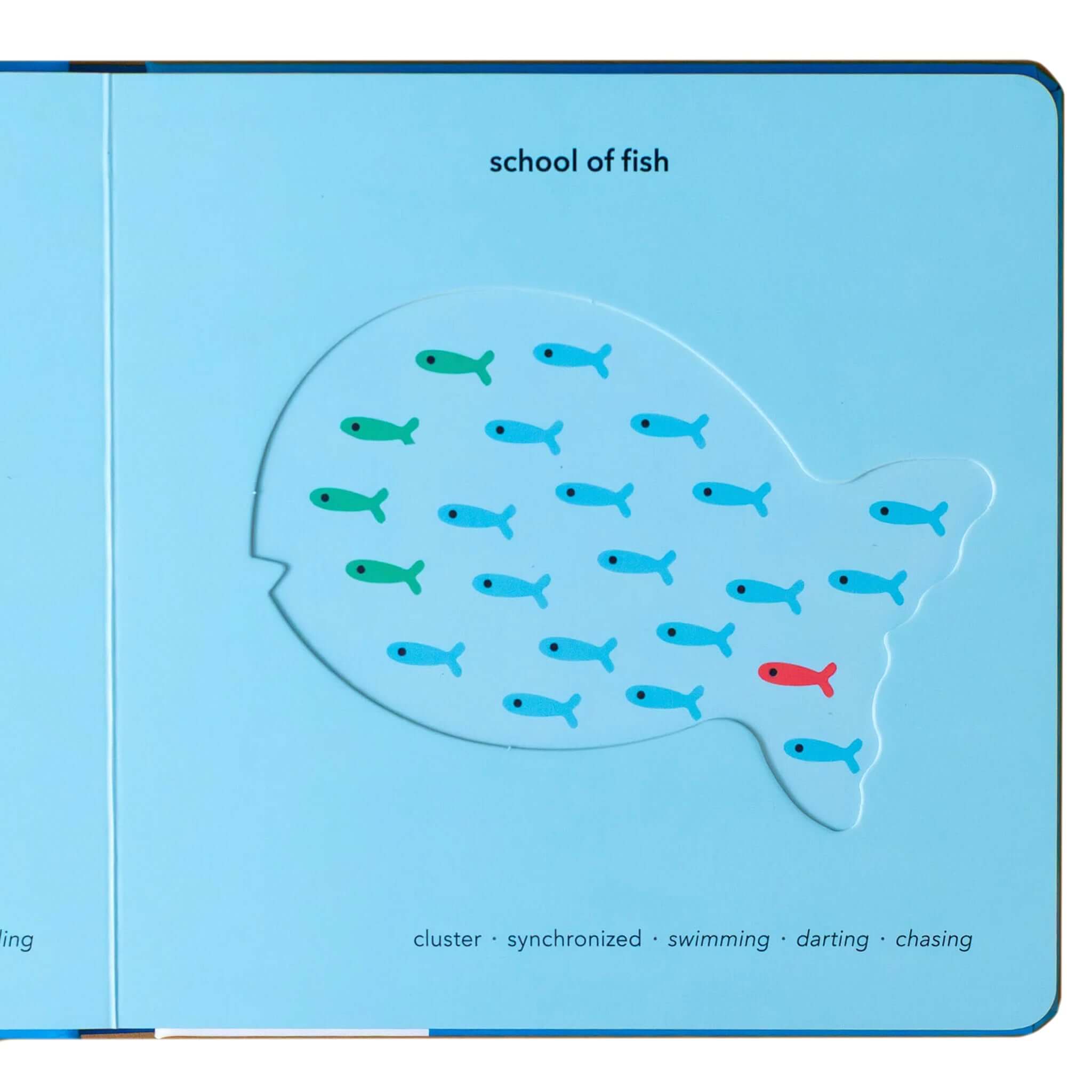 Page from Touch Think Learn: Underwater showing a school of fish with interactive touch elements.