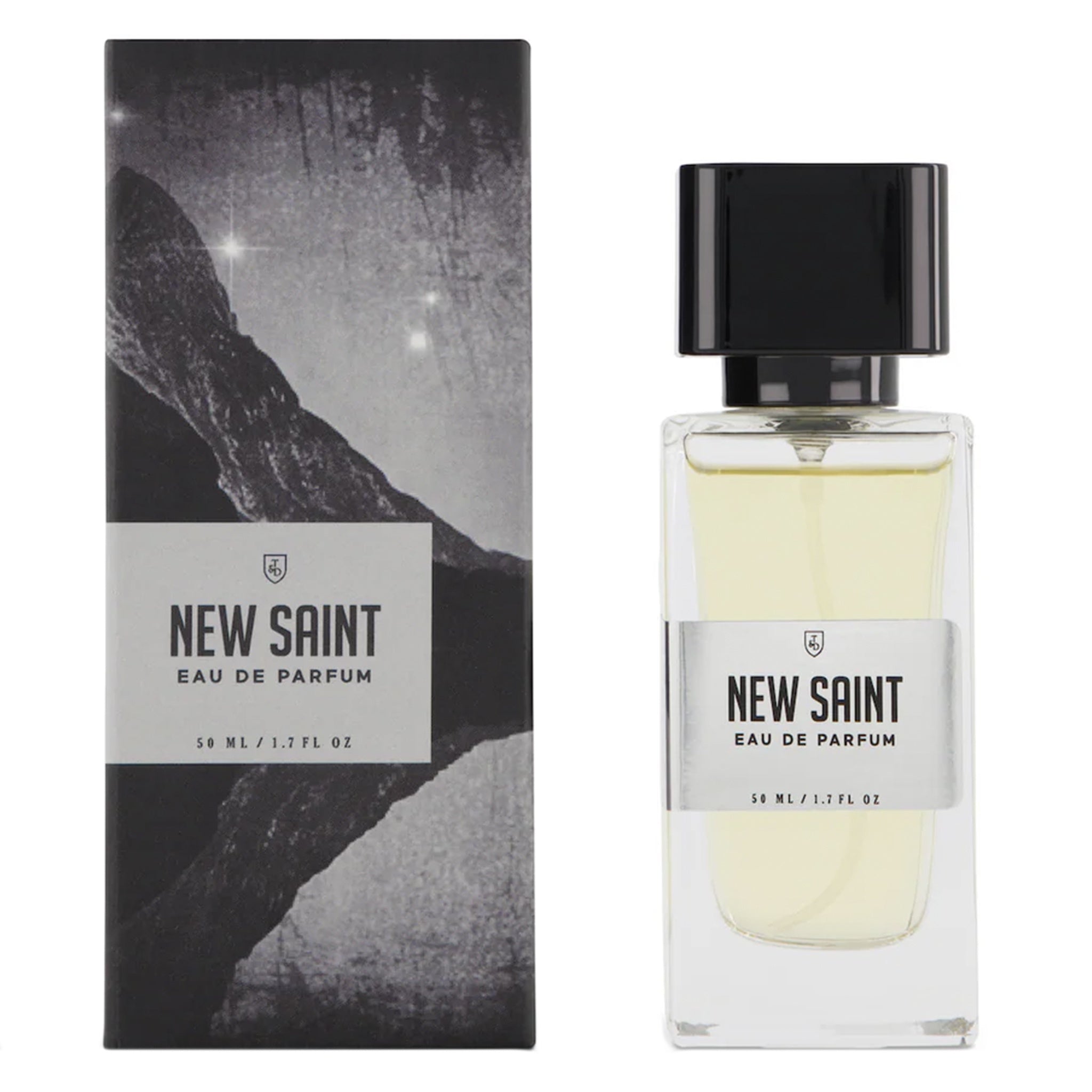 New Saint Eau de Parfum bottle and packaging with mountain design