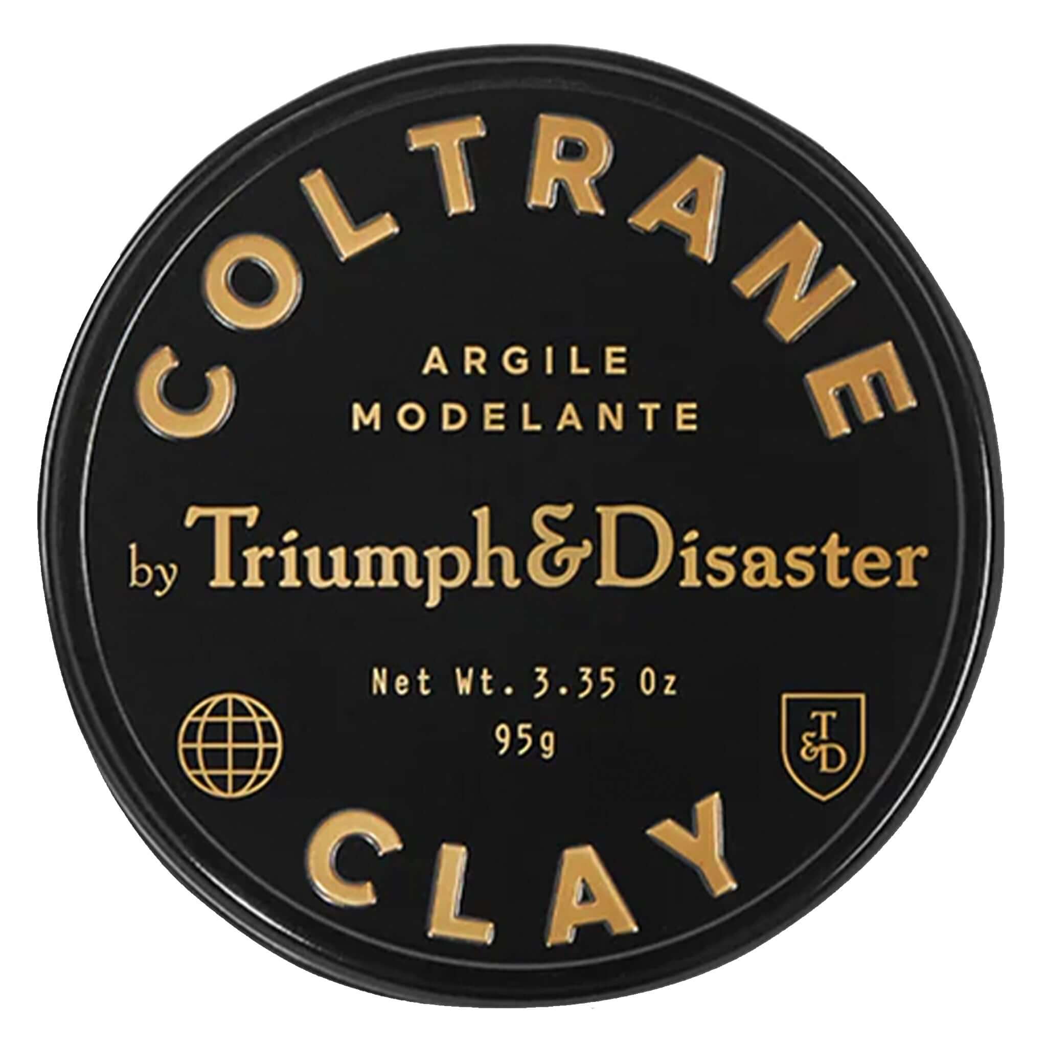 Alt Tag: Triumph & Disaster Coltrane Clay Hair Pomade tin lid - Coltrane Clay argile modelante by Triumph & Disaster 3.35 oz