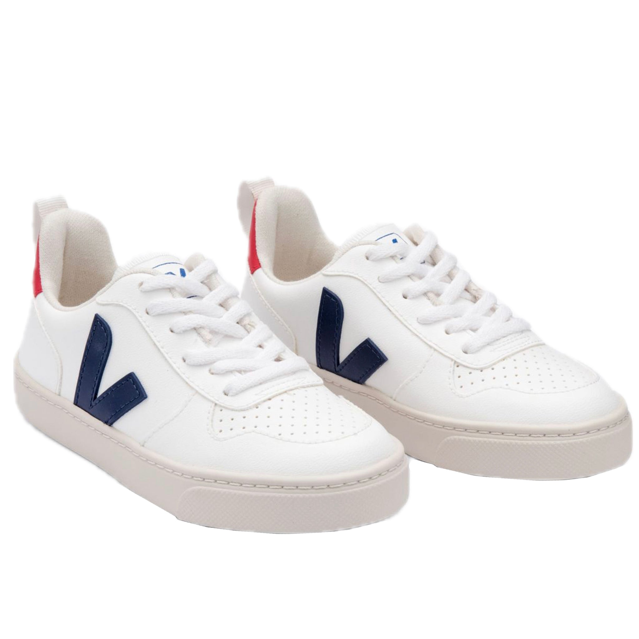 Veja Kid's Sneakers V-10 Laces - White, Colbalt, Pekin