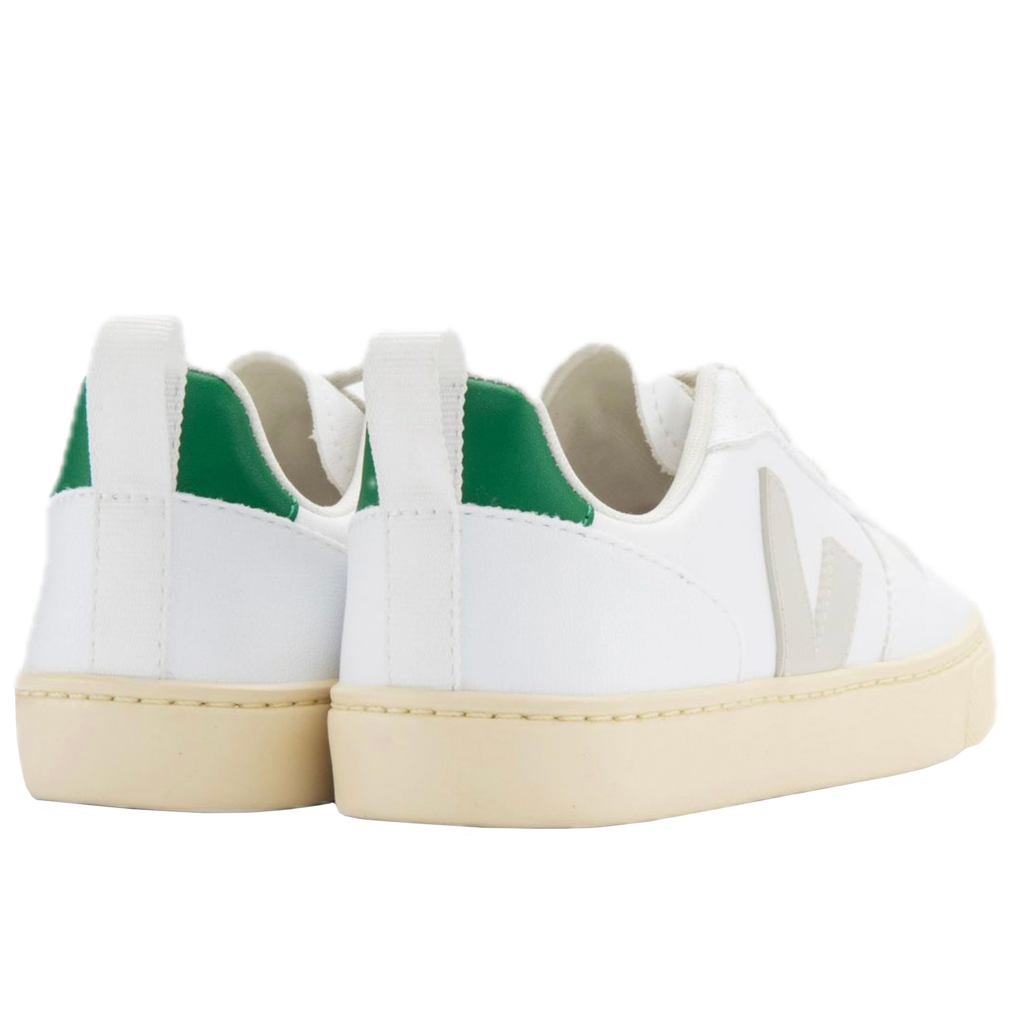 Veja Kid's Sneakers V-10 Laces - White, Pierre, Emerald