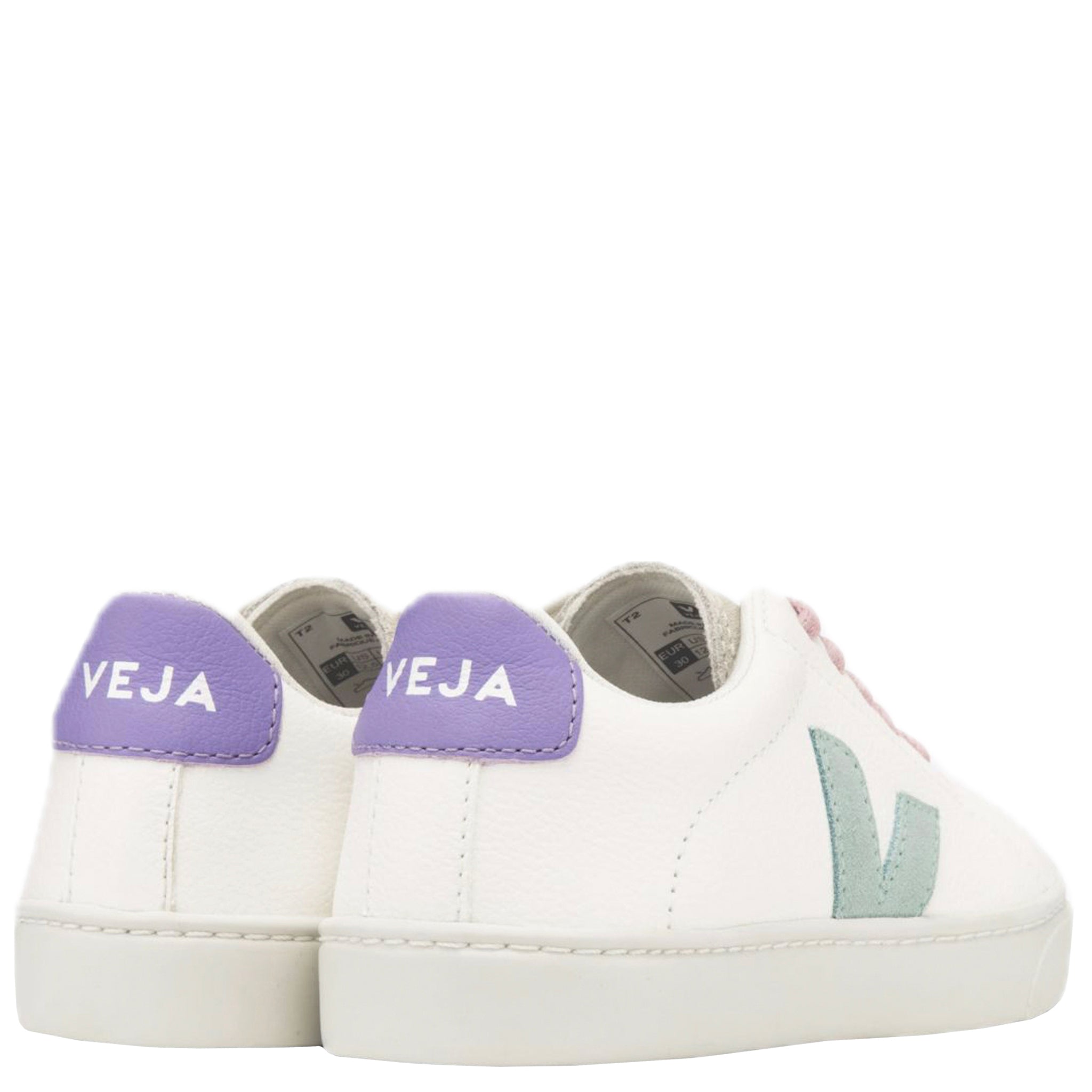 Veja Kid's Sneakers Esplar Laces Chromefree Leather - White, Matcha, Lavender