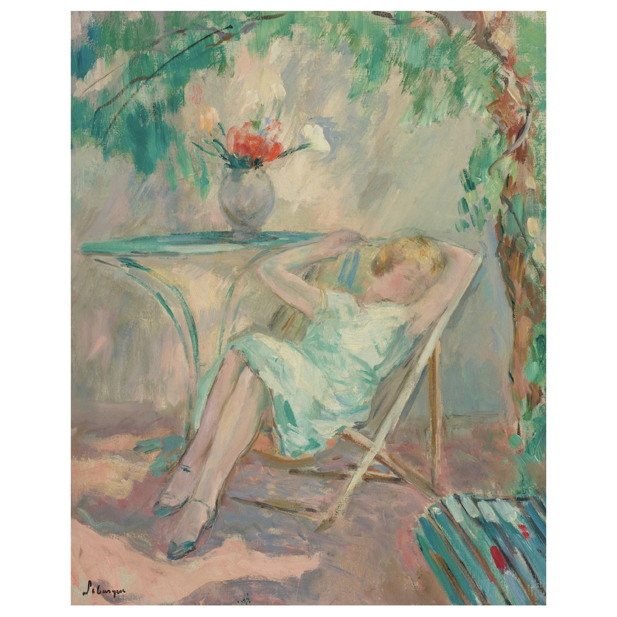 Vintage Art Print - 'Jeune Fille Assoupie dans un Jardin' by Henri Lebasque