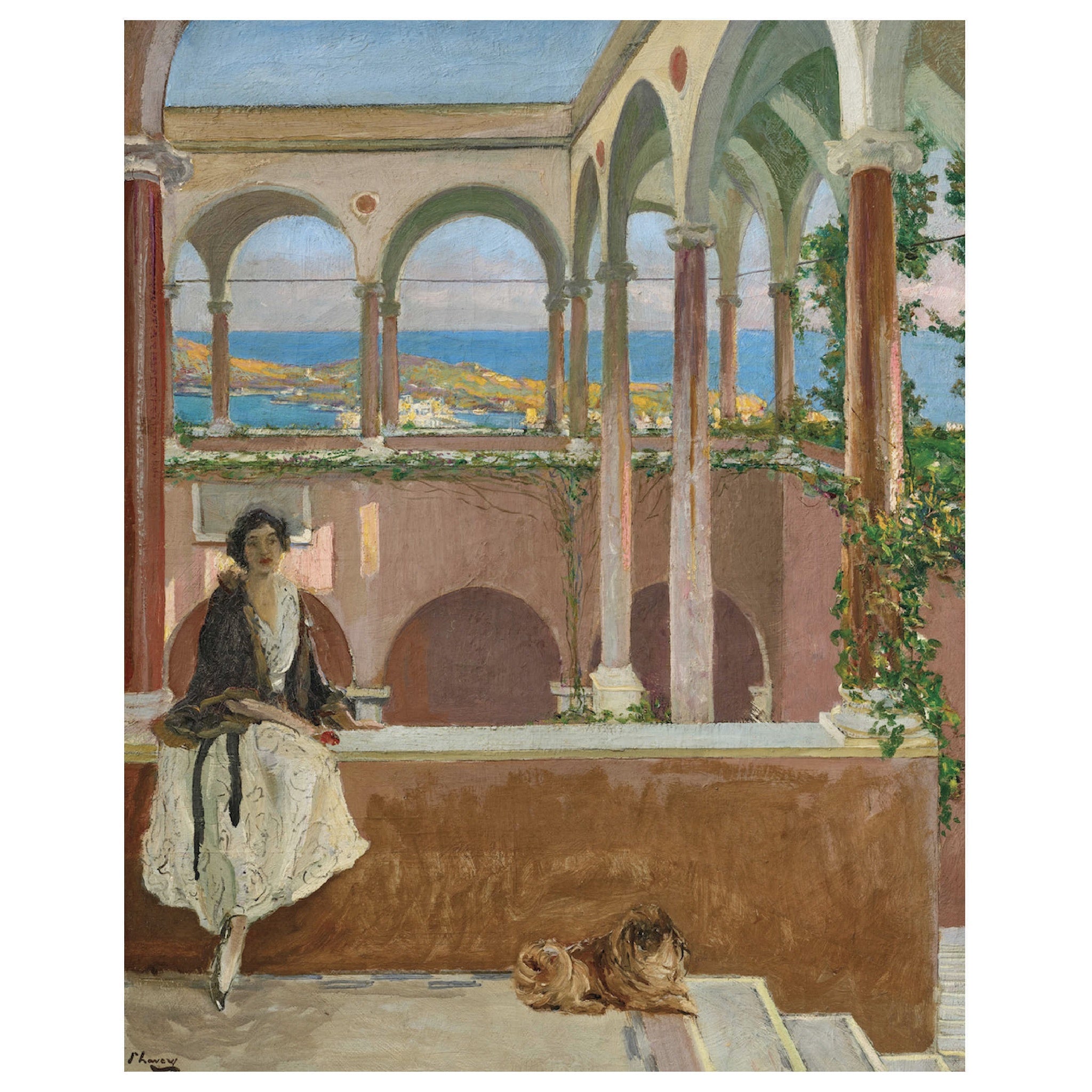 Vintage Art Print - 'A Villa' by Sir John Lavery