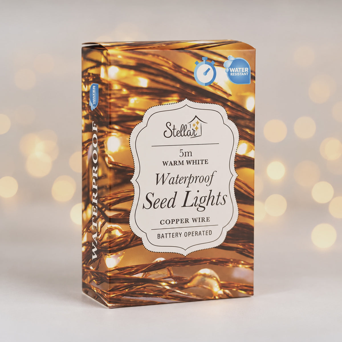 Charge & Go Water Resistant Seed Lights - Copper  / Warm White 5m