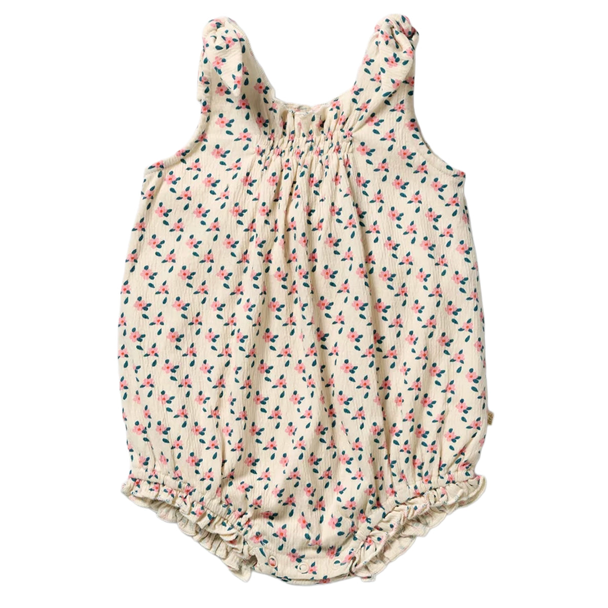 Wilson & Frenchie Organic Cotton Crinkle Tie Playsuit - Little Blossom