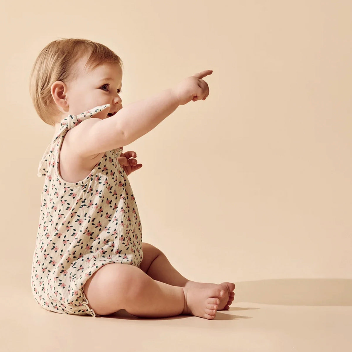 Wilson & Frenchie Organic Cotton Crinkle Tie Playsuit - Little Blossom
