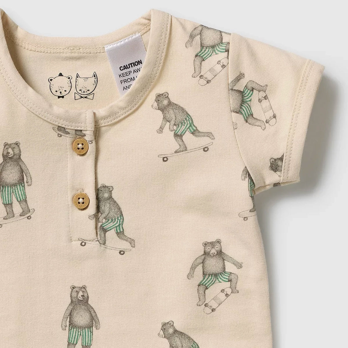 Wilson & Frenchie Organic Cotton Henley Bodysuit - Skater Club