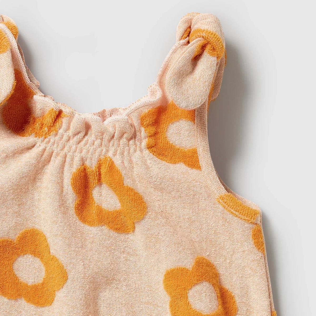 Wilson & Frenchie Organic Cotton Terry Tie Playsuit - Daisy Glow
