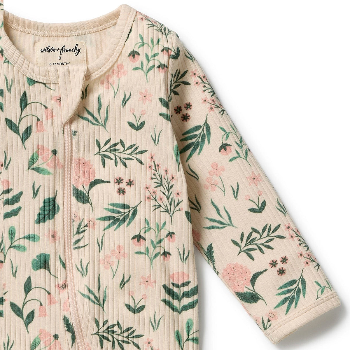 Wilson & Frenchie Organic Cotton Zipsuit with Feet - Sweet Bloom