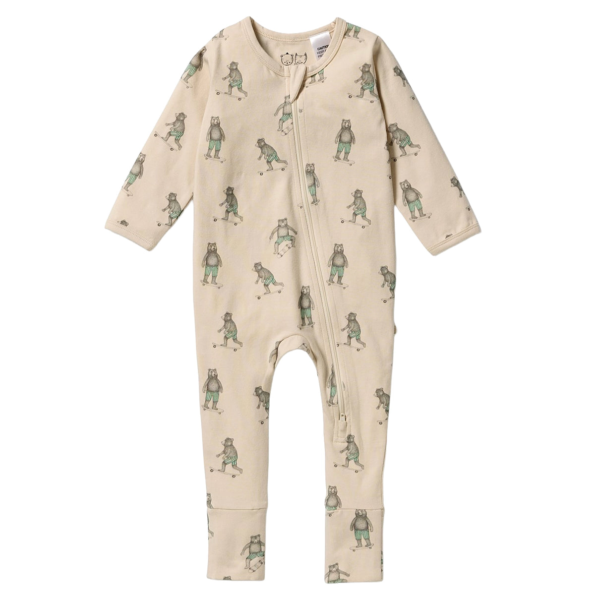 Wilson & Frenchie Organic Cotton Zipsuit with Feet - Skater Club