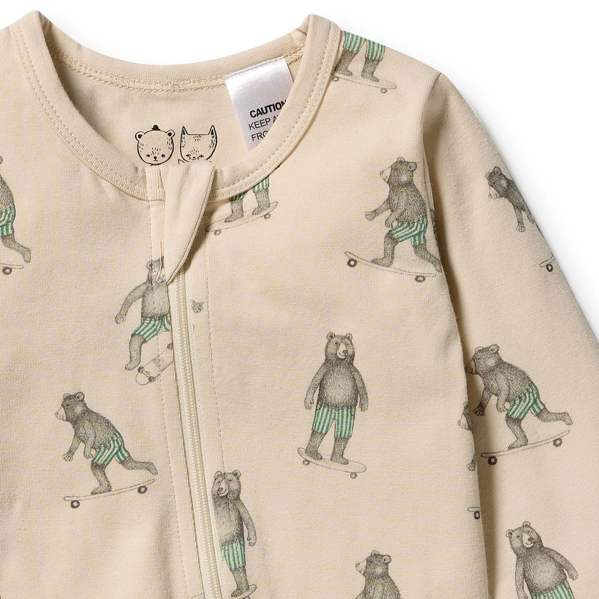 Wilson & Frenchie Organic Cotton Zipsuit with Feet - Skater Club