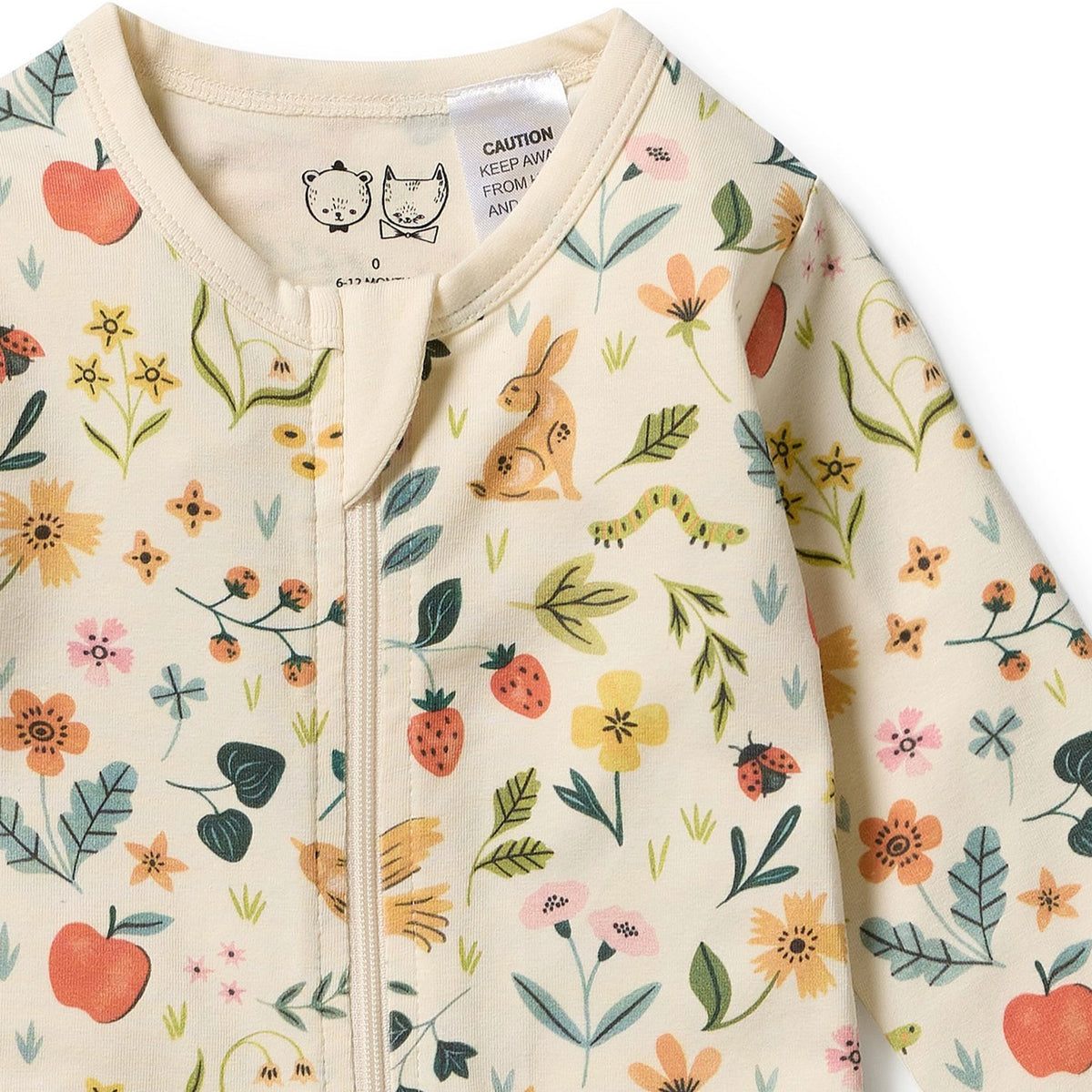 Wilson & Frenchie Organic Cotton Zipsuit with Feet - Summer Garden