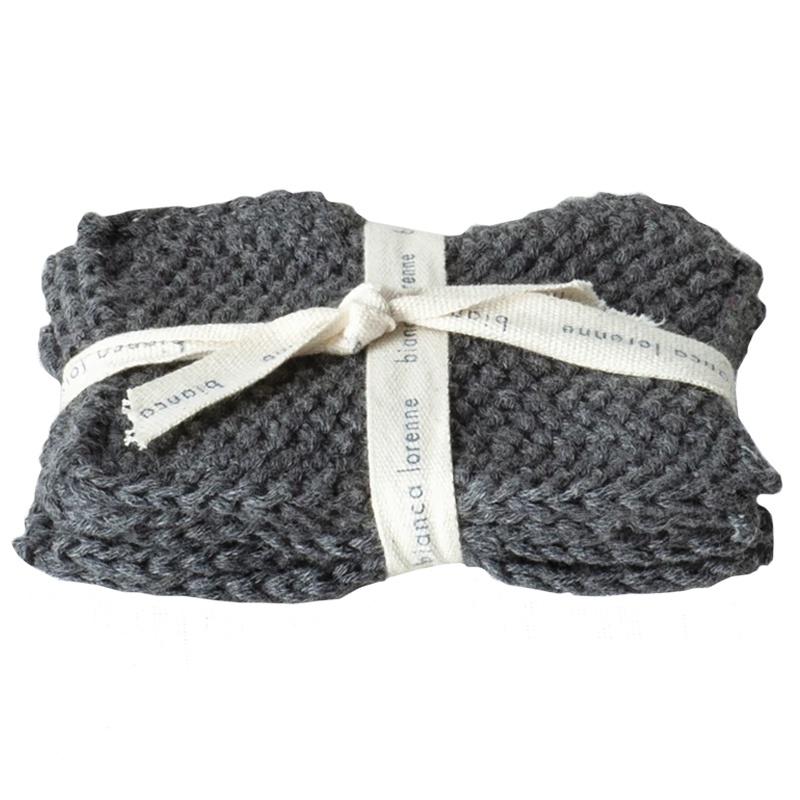 Bianca Lorenne Knitted Cotton Makeup Remover Wash Cloth Set - Lavette Charcoal - Tea Pea Home