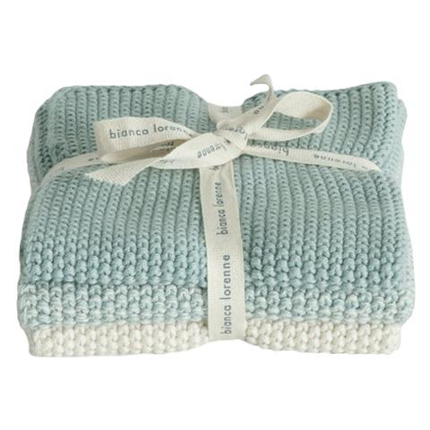 Bianca Lorenne Knitted Cotton Wash Cloth Set - Lavette Duck Egg Blue - Tea Pea Home