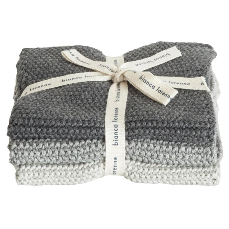 Bianca Lorenne Knitted Cotton Wash Cloth Set - Lavette Grey - Tea Pea Home
