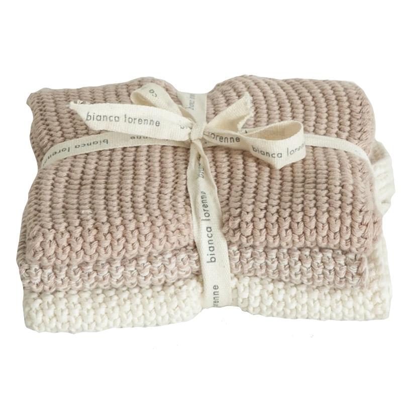 Bianca Lorenne Knitted Cotton Wash Cloth Set - Lavette Petal - Tea Pea Home