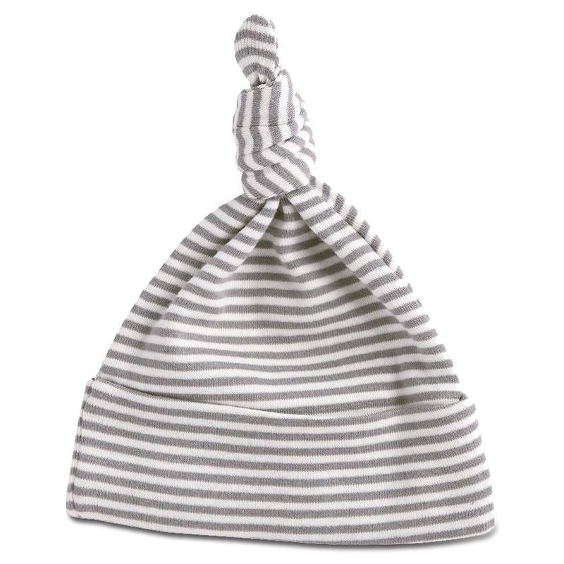 Nature Baby Organic Cotton Knotted Beanie - Grey Marl Stripe - Tea Pea Home