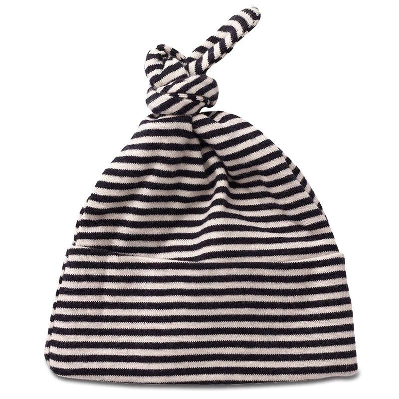 Nature Baby Organic Cotton Knotted Beanie - Navy Stripe - Tea Pea Home