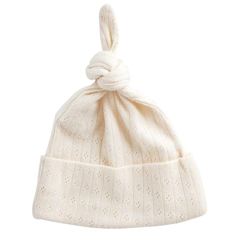 Nature Baby Organic Cotton Knotted Beanie - Pointelle Natural - Tea Pea Home