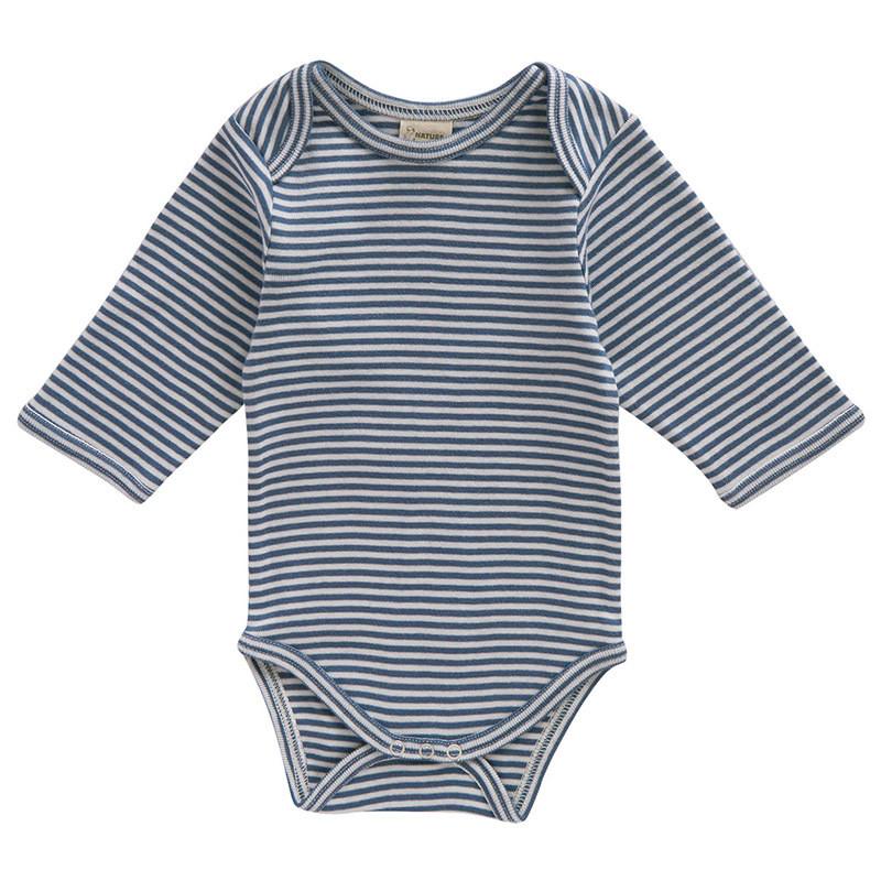 Nature Baby Organic Cotton Long Sleeve Bodysuit - Navy Stripe - Tea Pea Home