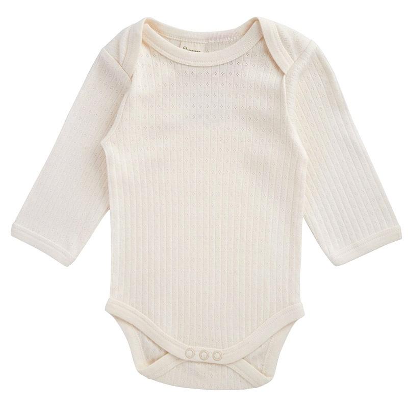 Nature Baby Organic Cotton Long Sleeve Bodysuit - Pointelle Natural - Tea Pea Home