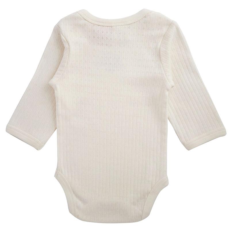 Nature Baby Organic Cotton Long Sleeve Bodysuit - Pointelle Natural - Tea Pea Home