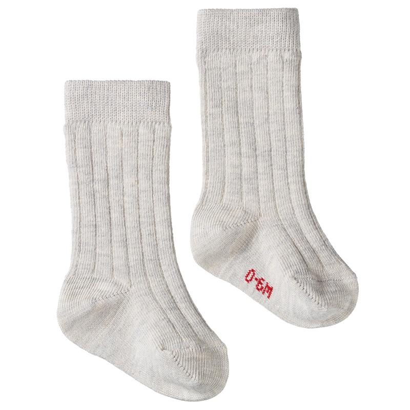 Nature Baby Organic Cotton Rib Socks - Light Grey Marl - Tea Pea Home