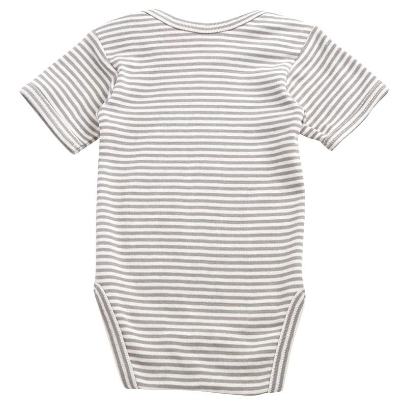 Nature Baby Organic Cotton Short Sleeve Bodysuit - Grey Marl Stripe - Tea Pea Home