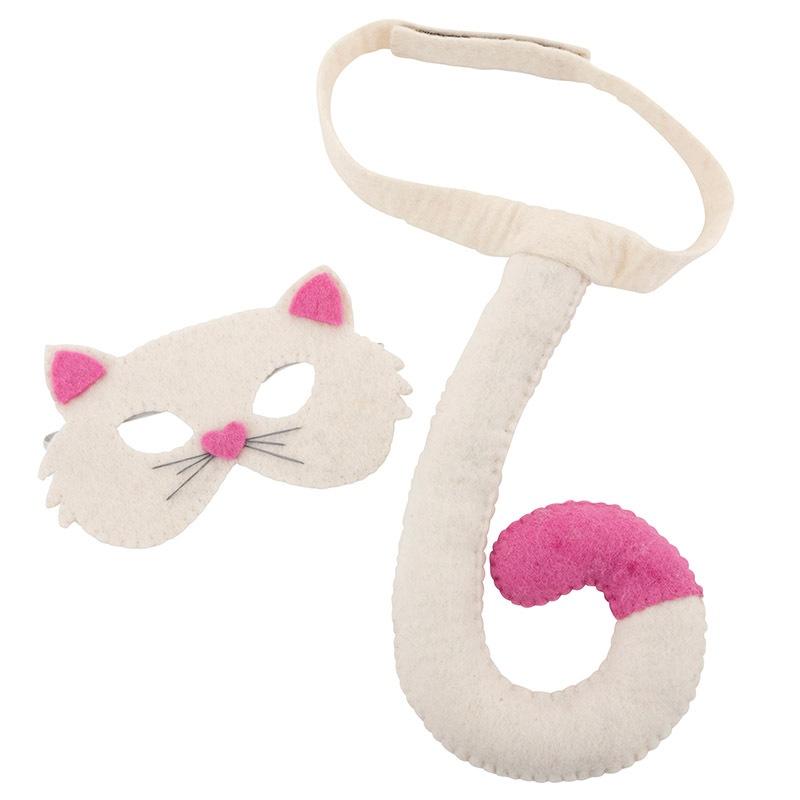 Pashom Nepal Felt Dress Up Mask & Tail Set - Cat - Tea Pea Home